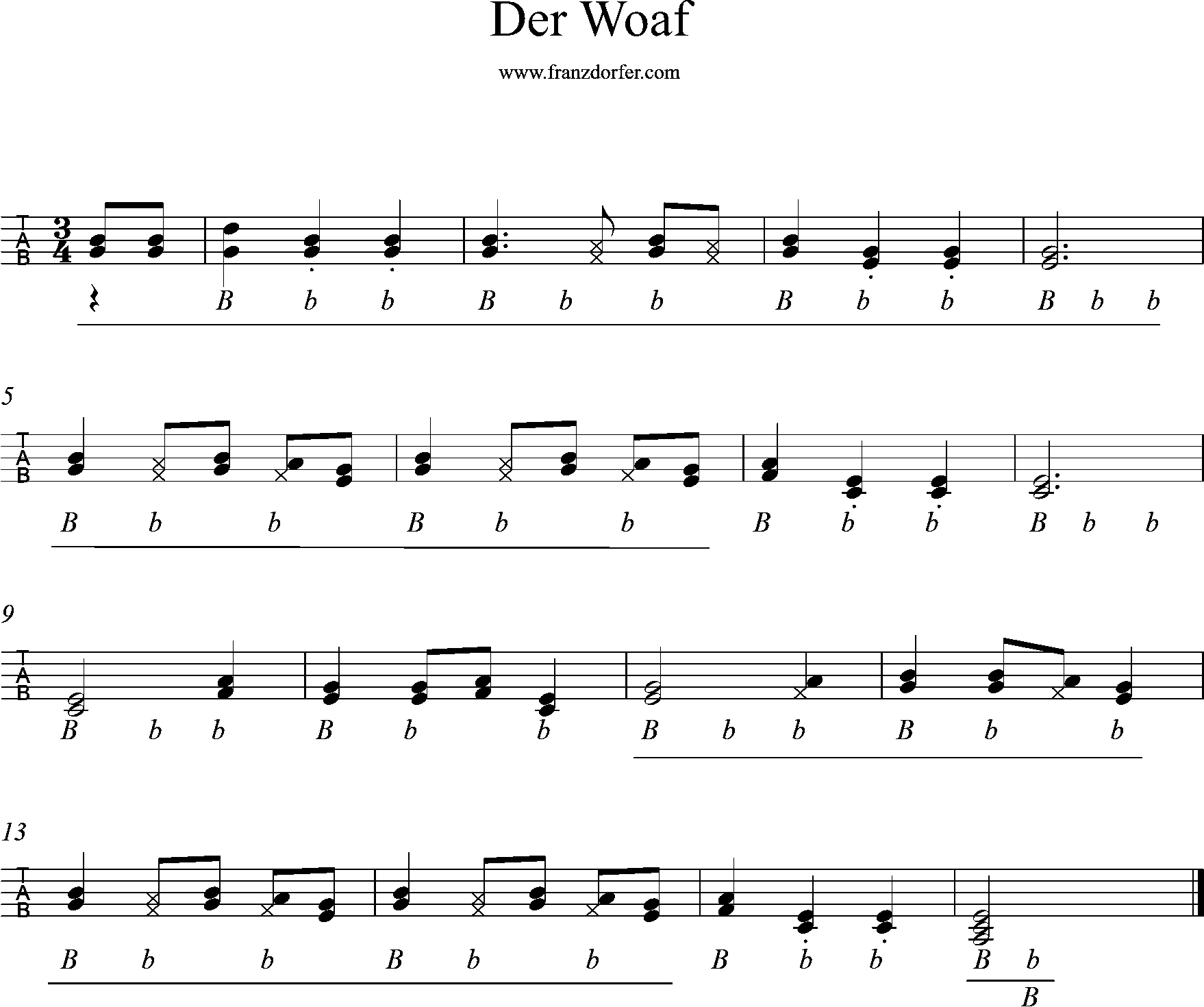 Der Woaf - Griffschrift , ziachnoten steirische harmonika lernen, Woaf